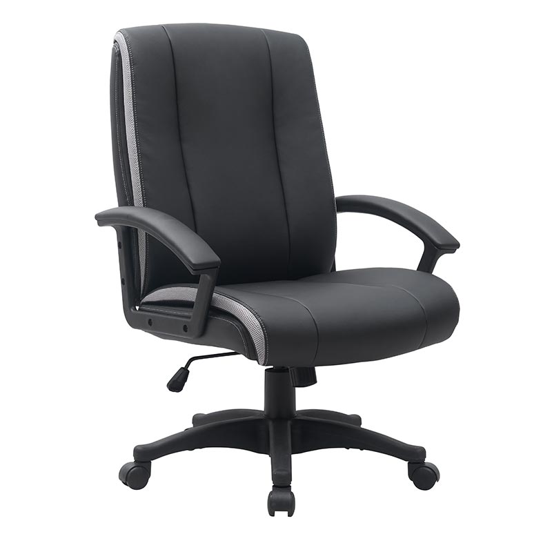Black Leather Office Chair Mid Back Leather Desk Chair Modern Excutive Office Chair