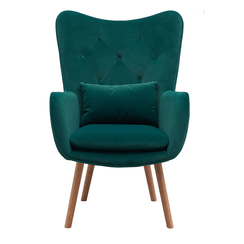 Velvet Accent Chair Modern Upholstered Side Armchair with Tapered Legs Tufted Button Wingback Sofa Chairs Tall Back Reading for Living Room 