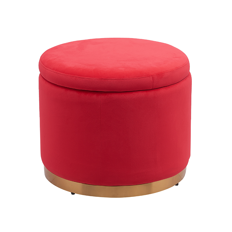 Wholesale Modern Furniture Living Room Foot Stool Velvet Round Pouf Ottoman with Storage Removable Cover